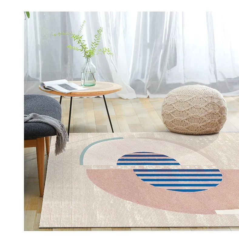 Perfect Pink color post-modern  decoration coffee table carpet  Nordic style big size bedside rug, INS geometric living room rug 5