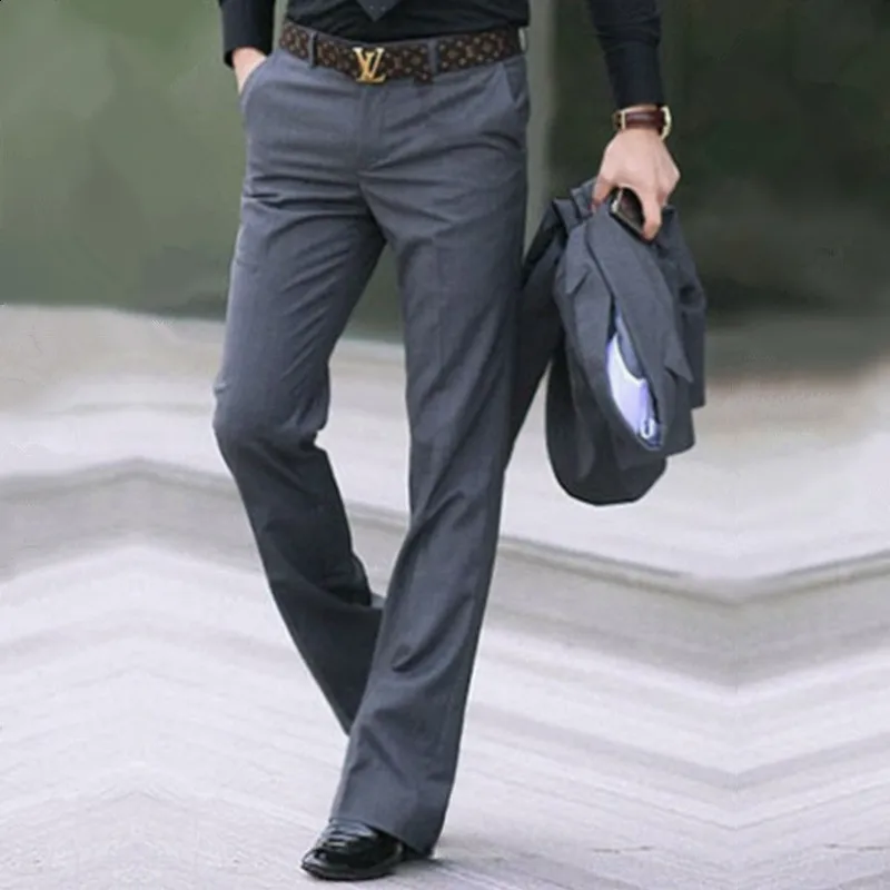 Новинка, брюки-клеш Modis G, мужские летние прямые брюки, британский стиль, свободные брюки для отдыха, строгие брюки для мужчин - Цвет: Dark gray
