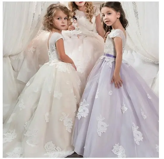 

Girl's Formal Dress 2017 Girls Princess Dresses Floor Length Kids Rose Flower Diamond Gauze Party Gowns Children's Wedding Dress