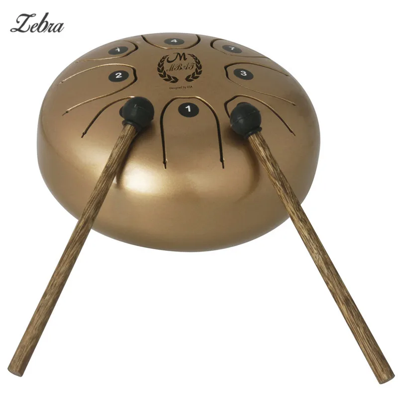 

Zebra 5.5" Small Size Steel Tongue Drum 8 Tone Hand Brahma Drum with Case and Mallets for Children Adult Percussion Instruments