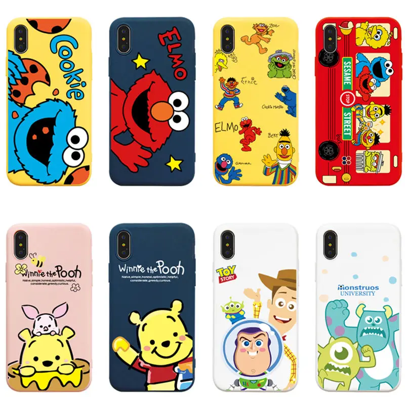 

Cute Cartoon Phone Cases For iPhone 7 8 6 6S Plus Case Silicone Sesame Street Soft TPU Back Cover Case For iPhone X XS MAX XR