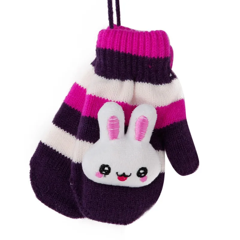 Детские перчатки Висячие вязаные персонажи кролика зимние милые перчатки теплые