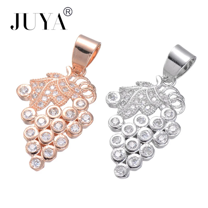 

Jewelry Findings breloque Gold Silver Rose Gold Copper Zircon Fruit Grape Charm Pendant For Women Making Necklaces Bracelets