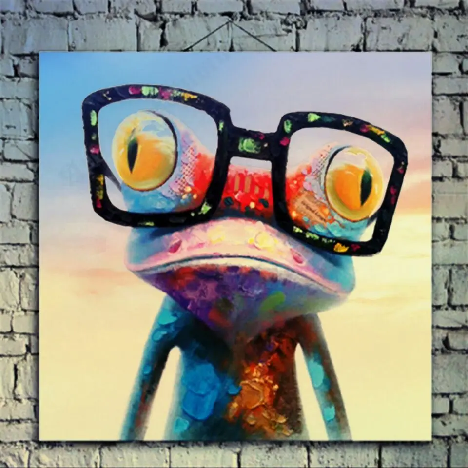 

100% hand painted Cartoon Oil Painting on Canvas Abstract Animal Wall Art for Home Decoration Happy Frog pictures DM91801184