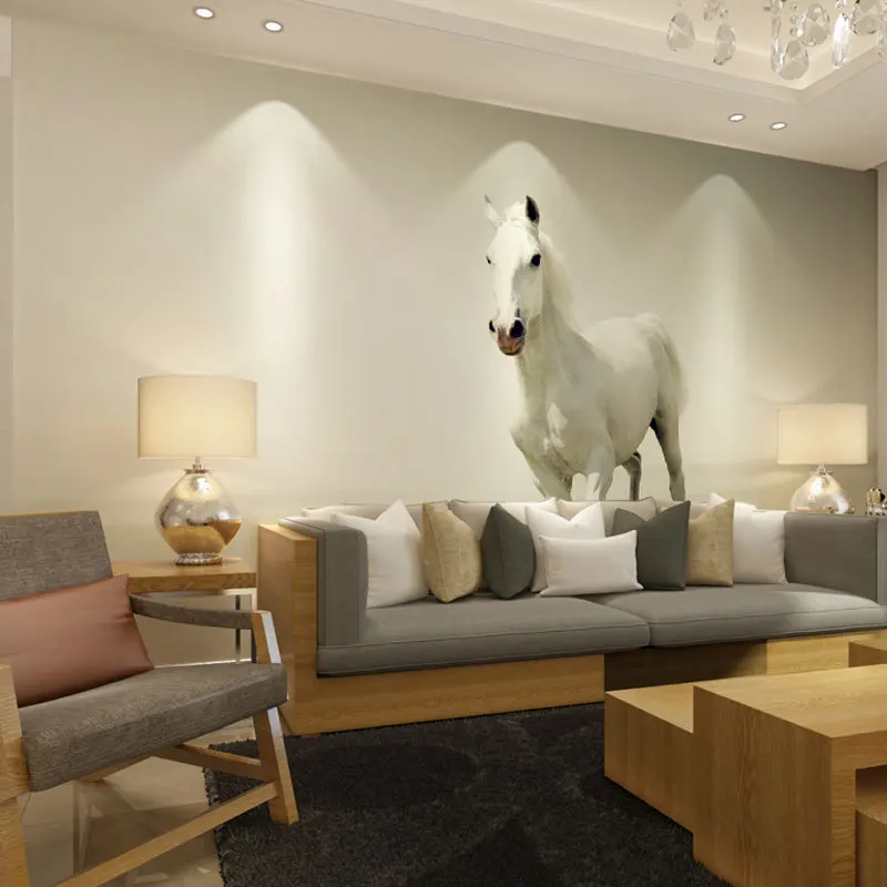 Beibehang White Horse Photo Prints Posters Wall Decals Papel De Beibehang White Horse Photo Prints Posters Wall Decals Papel De Parede Mural Wallpaper For Living Room Paper Home Decor In Wallpapers From