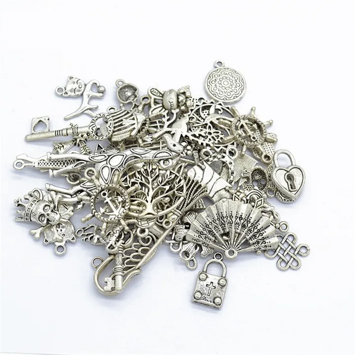 2 50glot Multiple Styles Diy Jewelry Making Silver Alloy Cabochon Gold Jewelry Fndings Skull Pandant Diy Jewelry Accessories 30