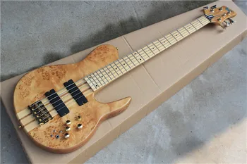 

one-piece set maple neck through white ash body body 5 Strings electric bass guitar with 9V Active Pickups