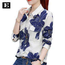 

EveingAsky 2018 Flower Print women Shirt Spring Summer Women Blouses Chiffon Ladies Office Shirts Plus Size Causal Tops 3806#