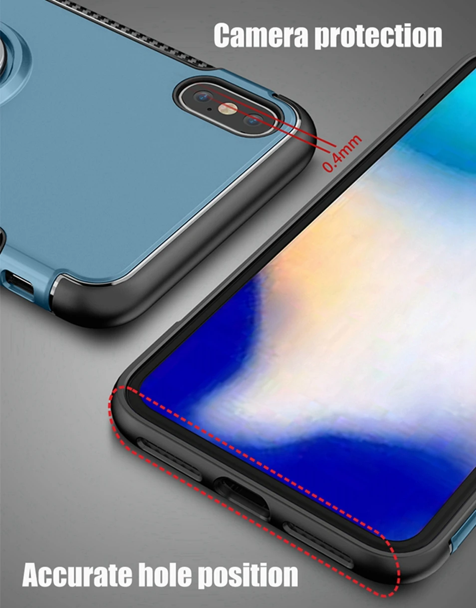 Magnetic Car Holder Phone Case for iPhone 8 plus Cover Finger Ring Stand Coque for iPhone XR XS Max X 6 7 plus Full Protect Case (7)