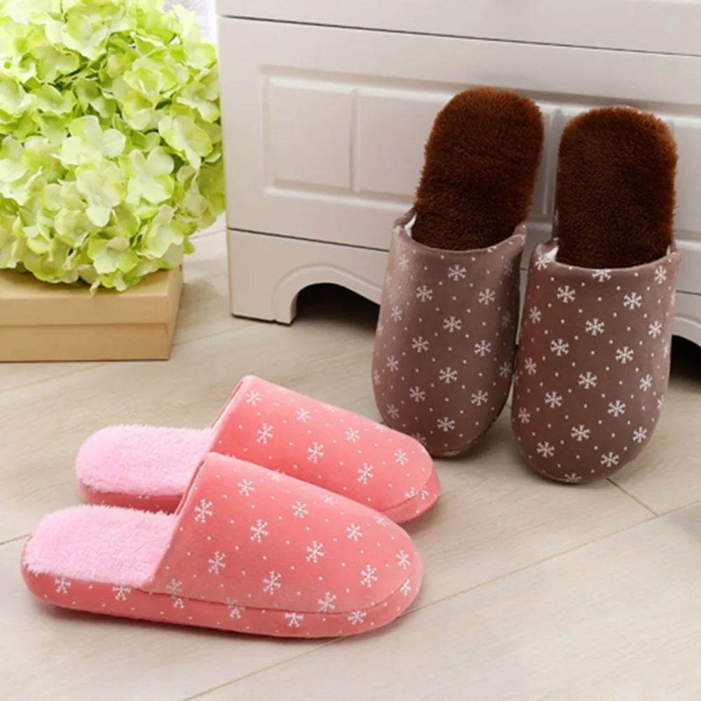 Outad Snow Flowers Winter Home Warm Comfortable Anti-skid Soft Indoor Women Slippers For Ladies Shoes