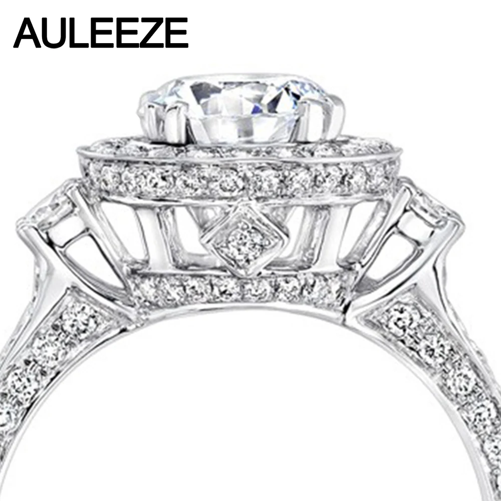 Тестовый позитив 14K белое золото 1 ct Moissanite кольцо для свадьбы Благородное женское