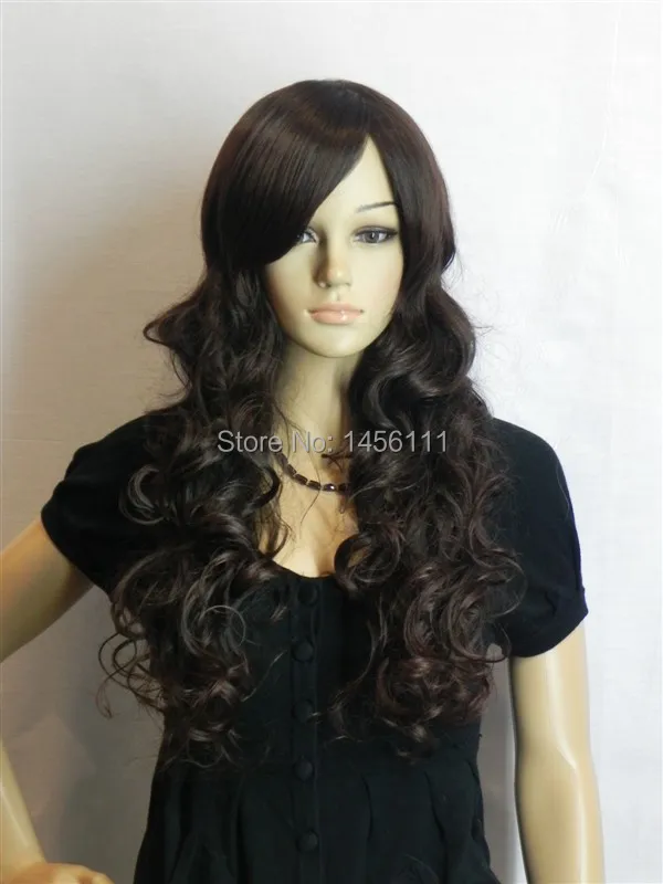 Fashion Synthetic Wigs Lifelike Light Brown Oblique Bangs Wig Big