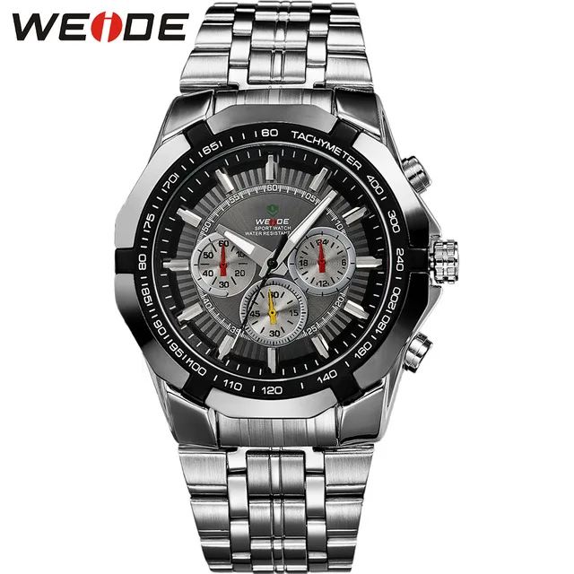 WEIDE Chronograph Quartz Men Watch Luxury Brand Stainless Steel Business Wristwatches Male Clock Relogio Masculino Wristwatches