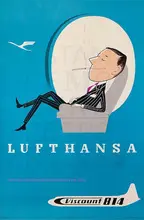 Lufthansa Viscount niemcy podróże Ad piękno widok niemiecki Retro plakat w stylu Vintage płótno malarstwo ścienne artystyczny dom wystrój plakatów tanie tanio NoEnName_Null Papier naklejki okienne For Wall Naklejki na przełączniki Do układu odprowadzania dymu Do zabudowanej kuchenki