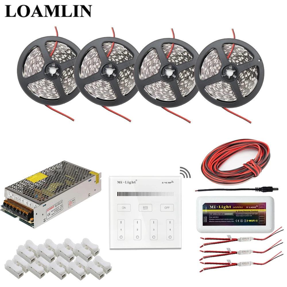 

DC12V 5050SMD Led Strip White/Warm White/Red/Blue Led Light+Milight B1 Touch Panel Led Controller Power Supply Kit