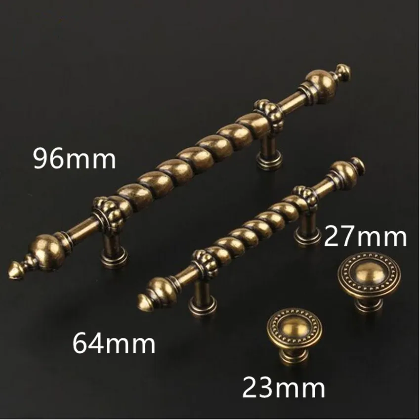 

96mm village retro furniture handle 64mm bronze kitchen cabinet drawer pull 2.5" antique brass dresser cupboard door knob handle
