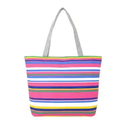 Высококачественная женская летняя пляжная сумка, модная Парусиновая Сумка-тоут с полосками, большие сумки для покупок