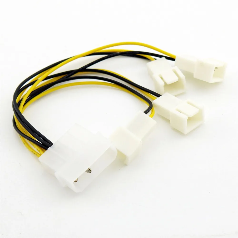 

1pc 4-pin Power Molex (2 Wire Male Pin) to 4 x 3-Pin (Male) Y Splitter Fan Connector Cable Adapter 15cm