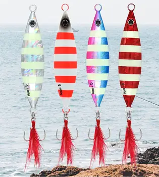 

4PCS Deep sea Fishing Jigging Glow Zebra Jig Jigbait Spoon Lure baits 100/120/150g