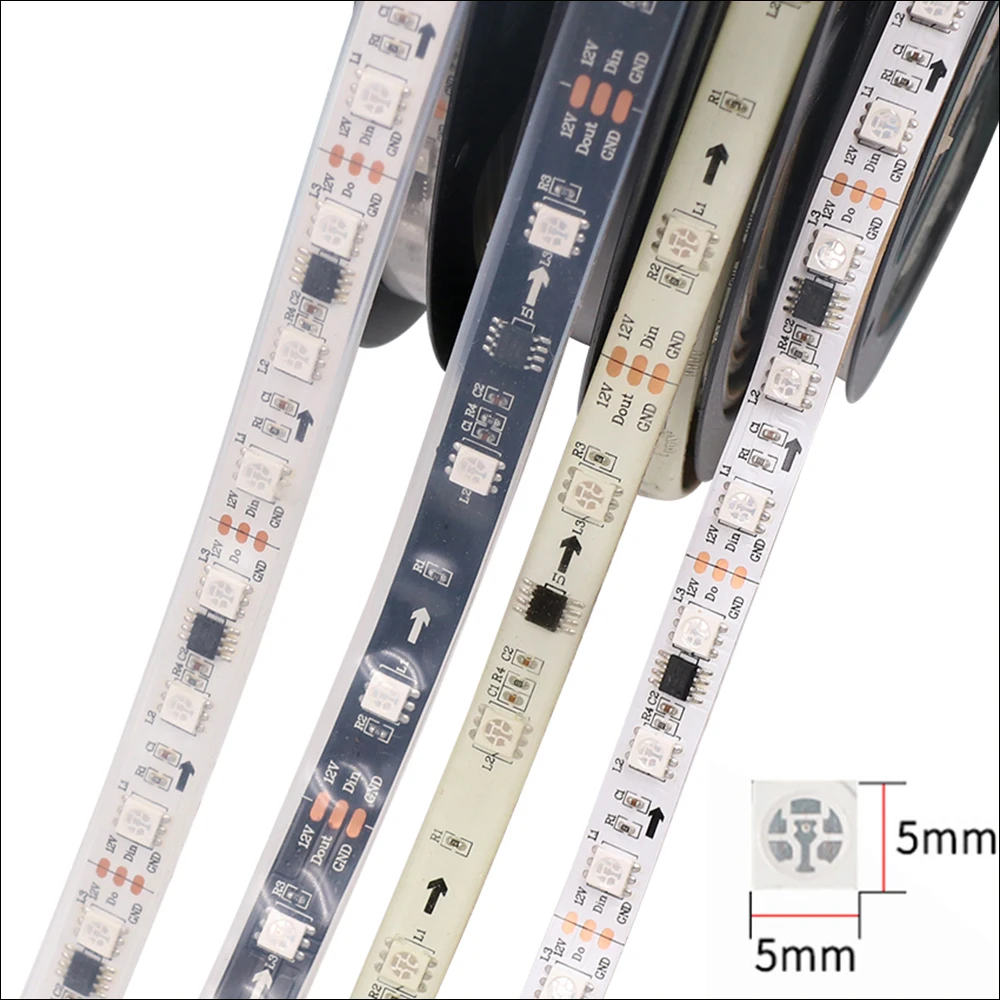 12В WS2811 светодиодный RGB светильник с 133 управлением 5050 SMD адресуемых 30/60leds/m