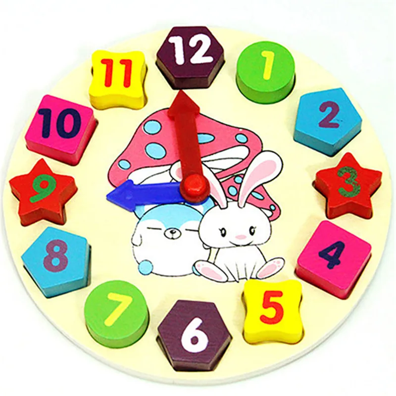 Детские деревянные игрушки, пазл, цветная цифровая Геометрическая цифровая 12 цифр, Часы, блоки, обучающая интеллектуальная игрушка
