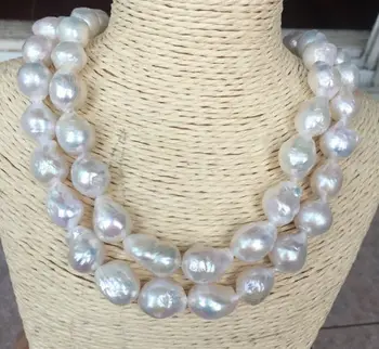 

single 14-15mm south sea baroque white pearl necklace 38"14
