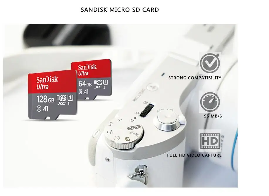 SanDisk micro sd карта 64 Гб TF карта памяти 32 Гб A1 microsd 128 ГБ sd карта класс 10 cartao de memoria 16 Гб