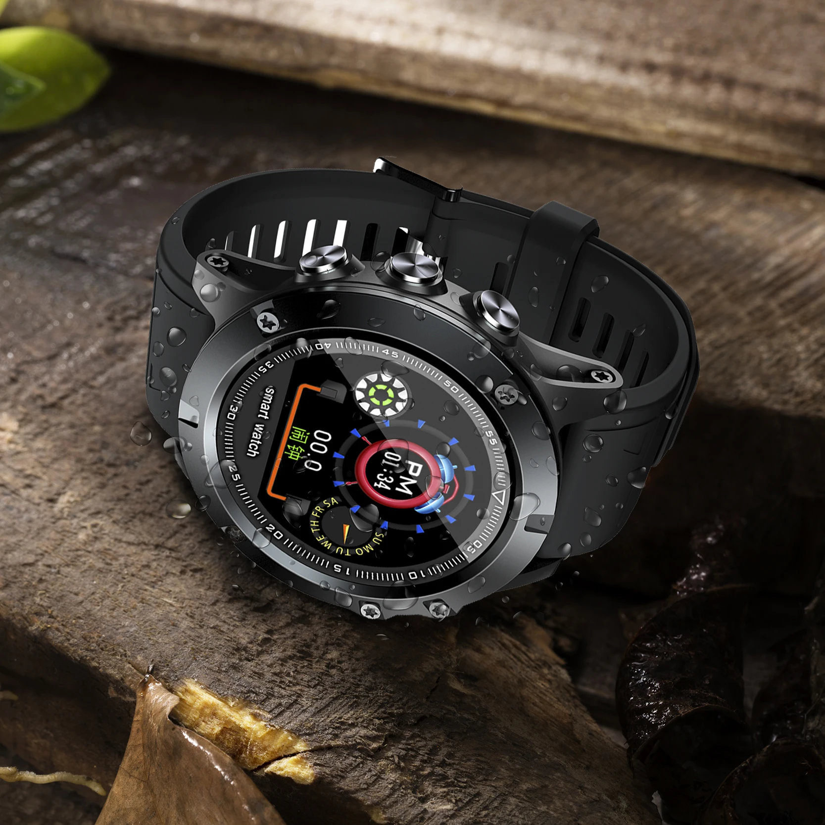 

2019 1.22 Inch Screen Smart Watch IP68 Waterproof Heart Rate Blood Pressure Pedometer Bluetooth Men's Outdoor Sports Smartwatch