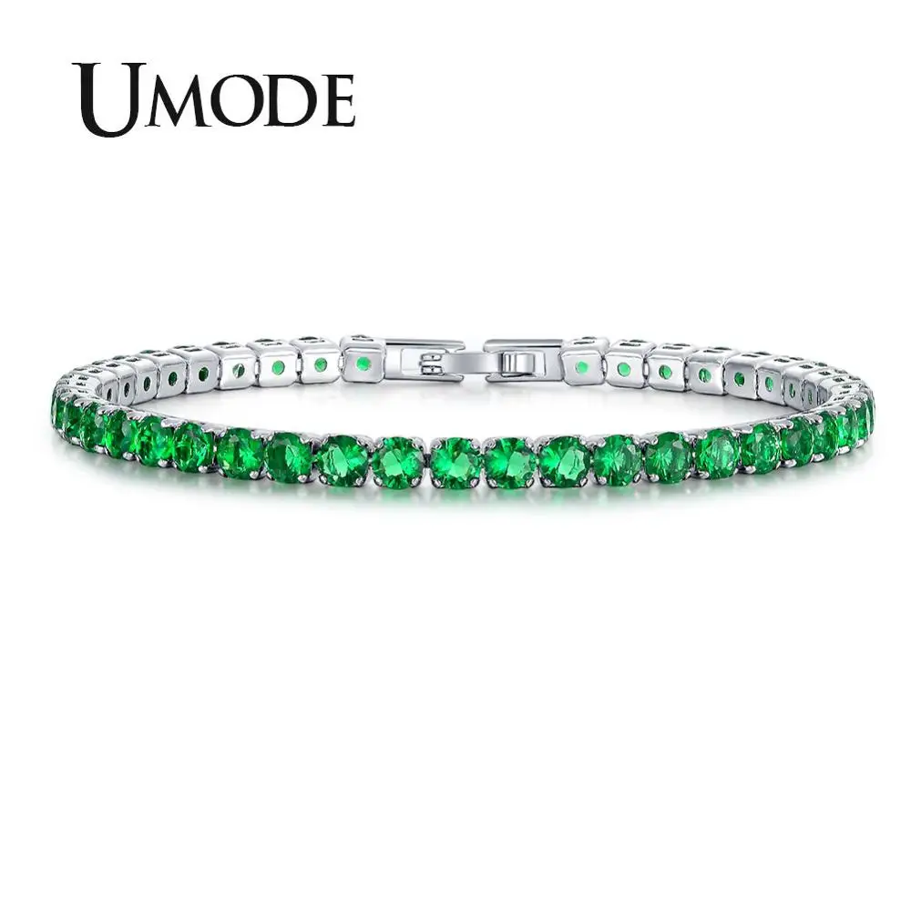 Женские и мужские браслеты для тенниса UMODE с зеленым кубическим цирконием