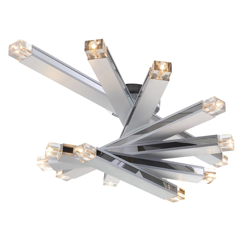 

Modern Crystal Aluminum Tube Fan Shape Dining Room Ceiling Lamp Creative Study Room Restaurant Living Room Parlor Ceiling Lamp