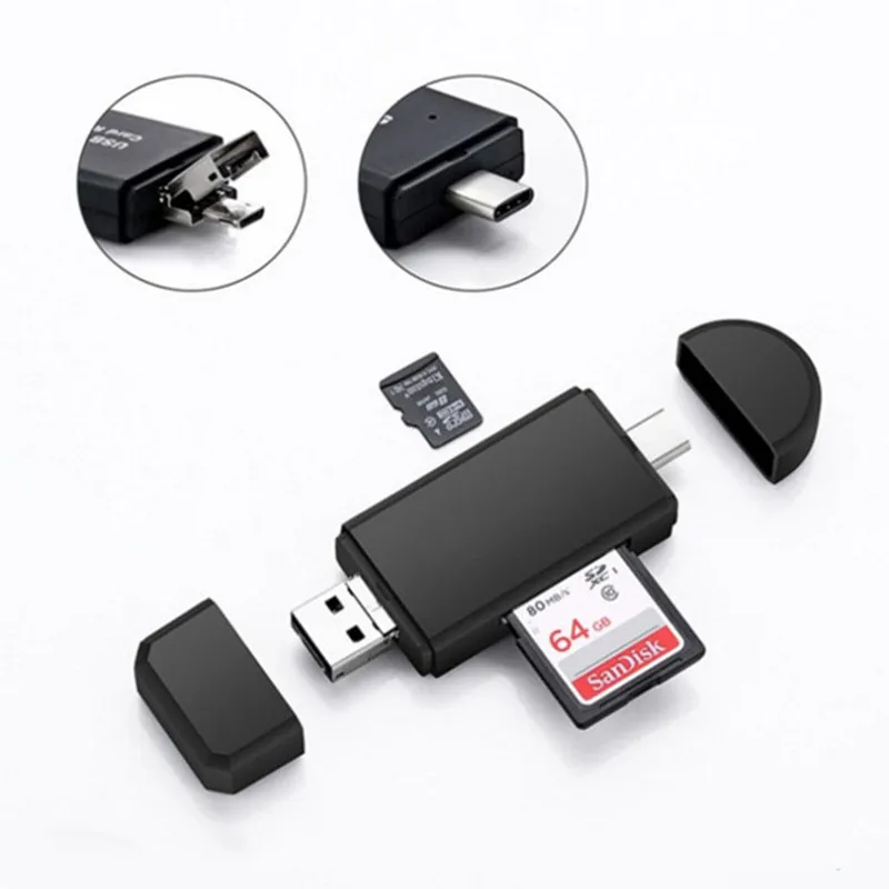 

Type C & micro USB & USB 3 In 1 OTG Card Reader High-speed USB2.0 Universal OTG TF/SD for Android Computer Extension Memory