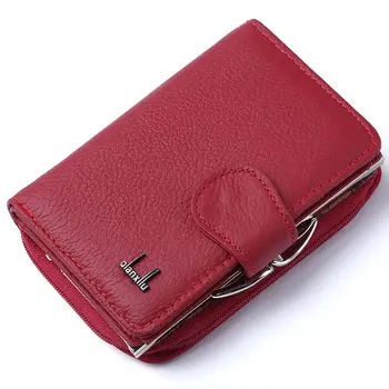 

Qian Xi Lu women's wallets Cortex zipper and hasp purses (Red)12.5*8.5*4cm