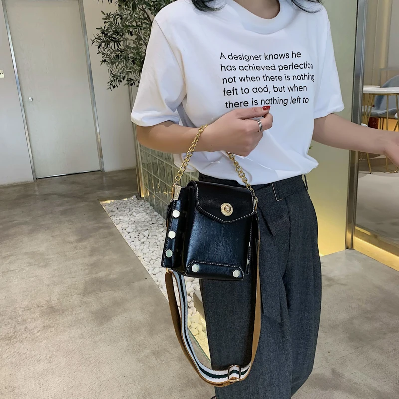 Bag for Women 2019 Fashion Leather Solid Handbags Mini Chains Bag Party Purse Phone Bags Women Crossbody Messenger Bags White