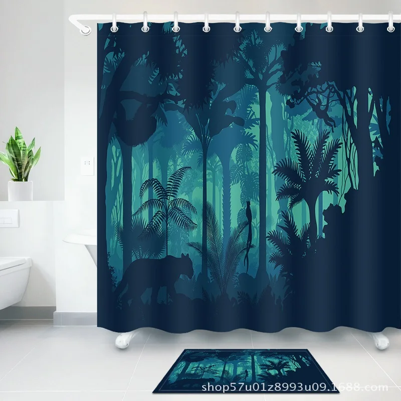 

Deep forest pattern Shower Curtain Environmental Protection Polyester High Quality Washable Bathroom Decoration Shower Curtain