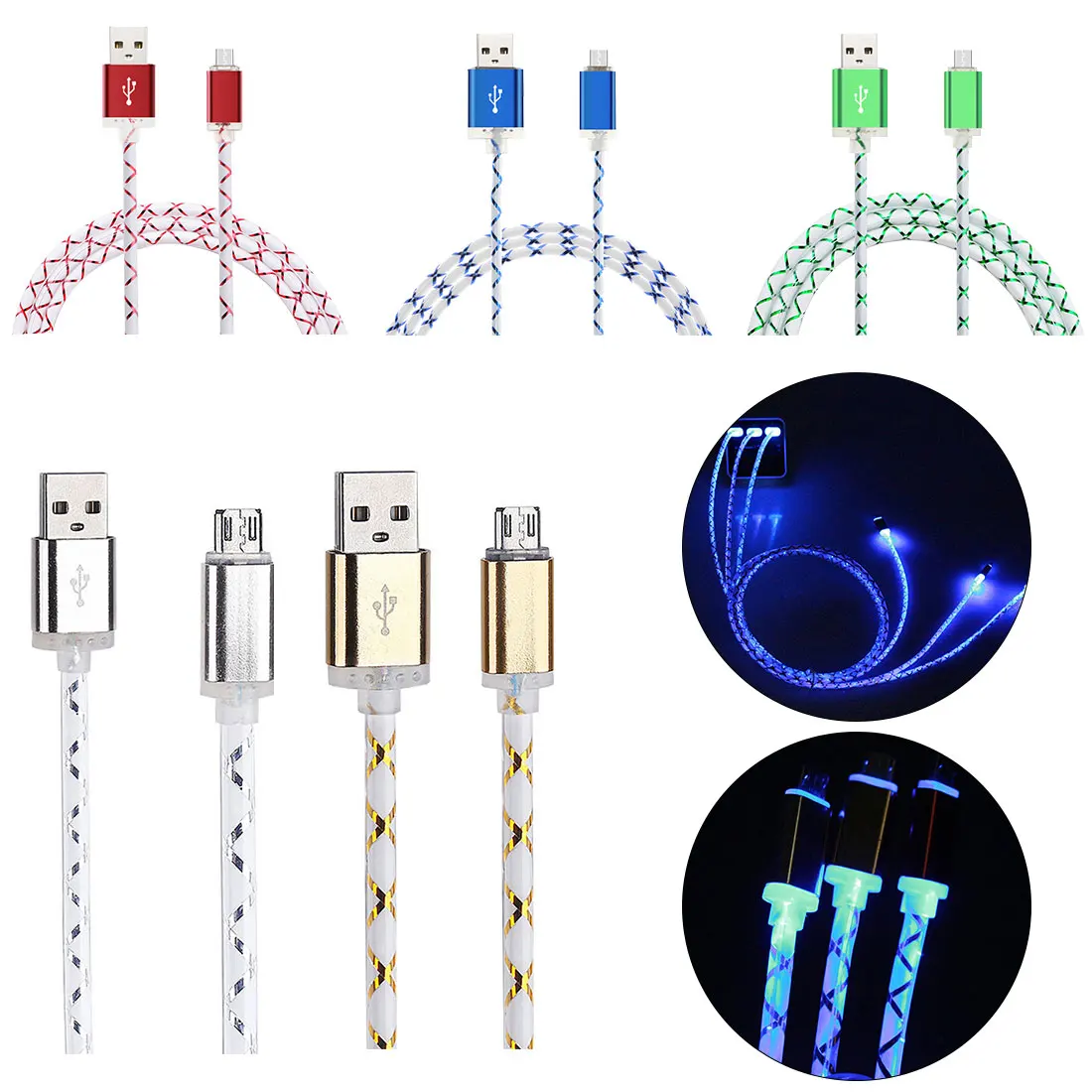 

Multi Color LED Light USB Charger Cable USB Extension Cable Data Sync Charger Universal for Android for Samsung Huawei
