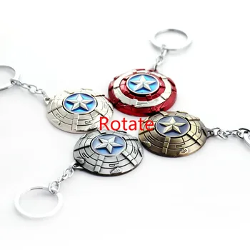 

HSIC 12pcs/lot Key Chain Rotate Captain America Shield Keychain for Keys Llavero Key Ring Key Holder Porte 11137