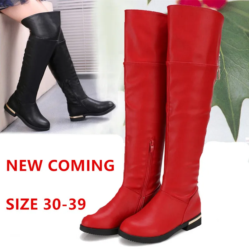 

2017 New Coming Autumn Winter Fashion Girls Boots Over the Knee Boots High Children Snow Boots Princess Shoes Large Size 30-39