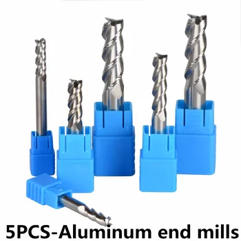 

5pcs/Lot Tungsten Steel End Mills 3-Flute Diameter 4~12mm Flattened Head High Quality HRC45 CNC Milling Cutters for Aluminum
