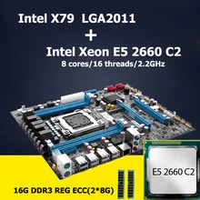 Huanan combos revisión 2.47 intel x79 lga 2011 placa base cpu placa base con cpu xeon e5 2660 c2 ram (2*8G) 16G DDR3 ECC REG