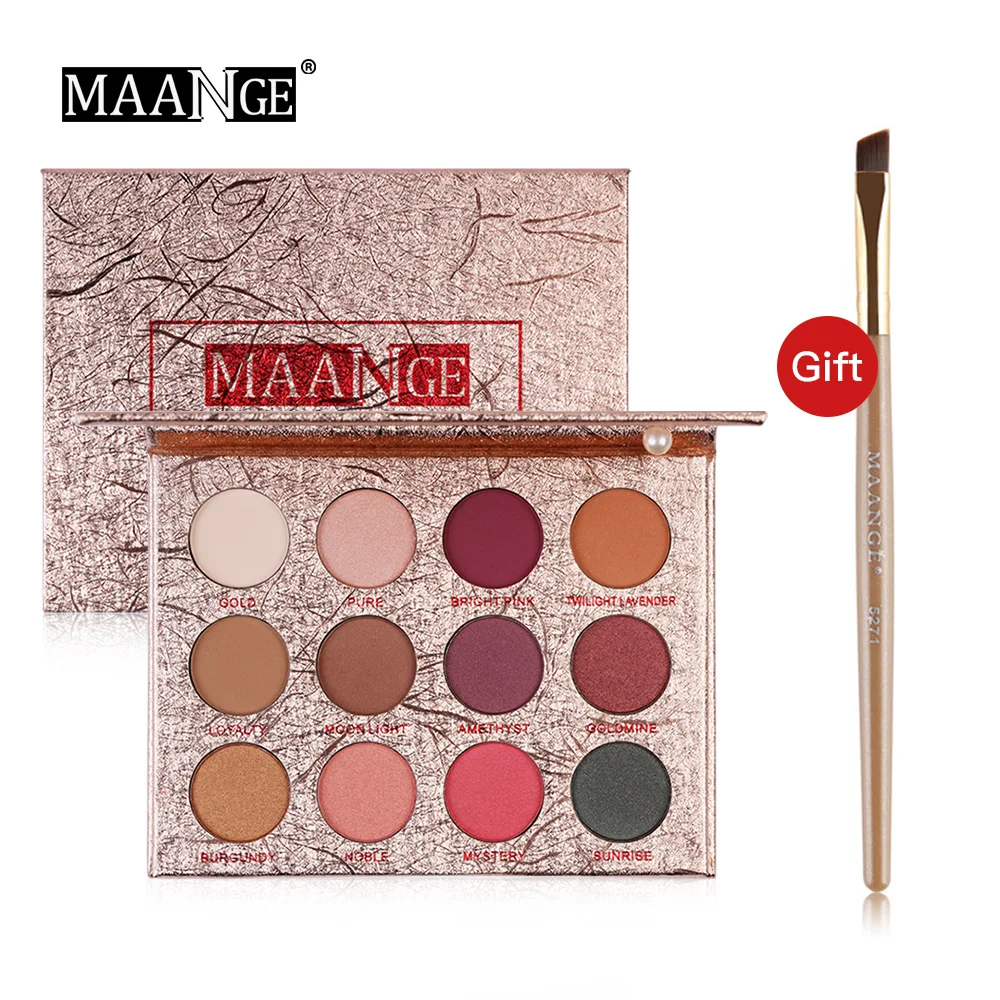 

MAANGE 12 Colors Shimmer Matte Eyeshadow Makeup Palette Long Lasting Waterproof Nude Eye Shadow Highlighter Powder Cosmetic Kit