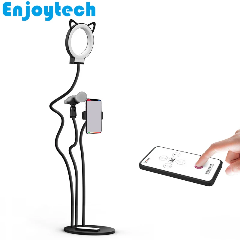 

New Stands Brackets with LED Flash Lights Remote for iPhone Xiaomi Huawei Samsung Smartphones Selfie Sticks for Video Bloggers