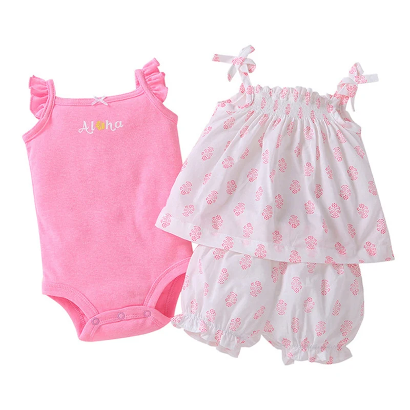 Baby Clothes Cotton Baby Clothing Set Baby Rompers Girls Tops + Shorts +set Sleeveless Bodysuit Brand Baby Clothing Set