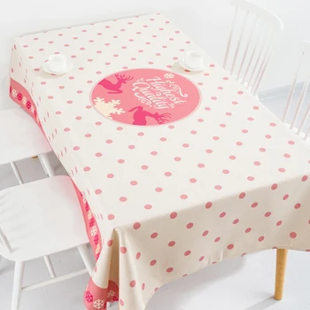 

New year Christmas holiday gift elk table cloth linen tablecloth cover towel thick antependium party decoration desk round