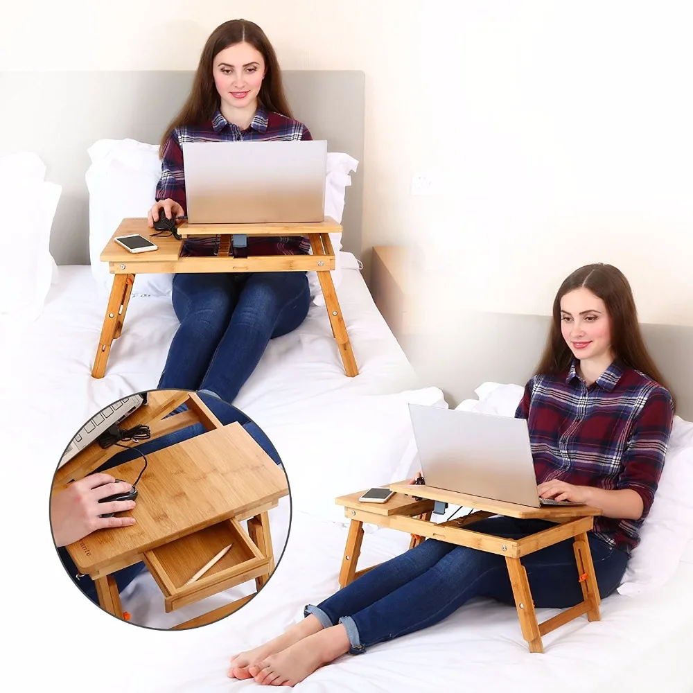 Laptop Desk Kids Table Adjustable 100% Bamboo Foldable Breakfast Serving Bed Tray Tilting Top Drawer TV Dinner Tray Laptop Desk Kids Table Adjustable 100% Bamboo Foldable Breakfast Serving Bed Tray Tilting Top Drawer TV Dinner Tray