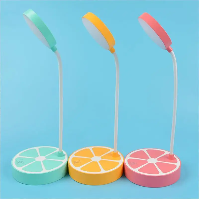 

LED Desk Lamps Kids Book Reading Light USB Rechargeable Eye Protection Orange Shaped 3 Modes Table Lamp Adjustable