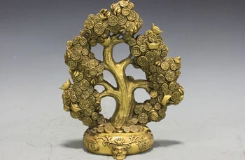 

Chinese Copper Brass Lucky YuanBao Coin Tree Home FengShui Attract Wealth Statue