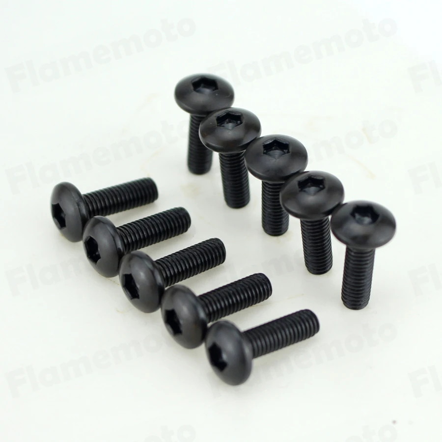 

10pcs Motorcycle Steel Bolts Screw Black M5 x 16mm For Honda Yamaha Suzuki Kawasaki