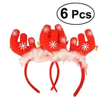 6 шт милый обруч на голову с рогами с колокольчиками обруч для волос для рождественской вечеринки украшения костюмов(красный