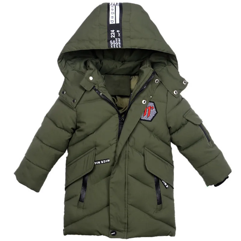 

Kids Winter Jacket for Boys Cotton Coats Warm Thick Hooded Children's Outerwear 2018 New Boys Clothes Kids Parkas OverCoats