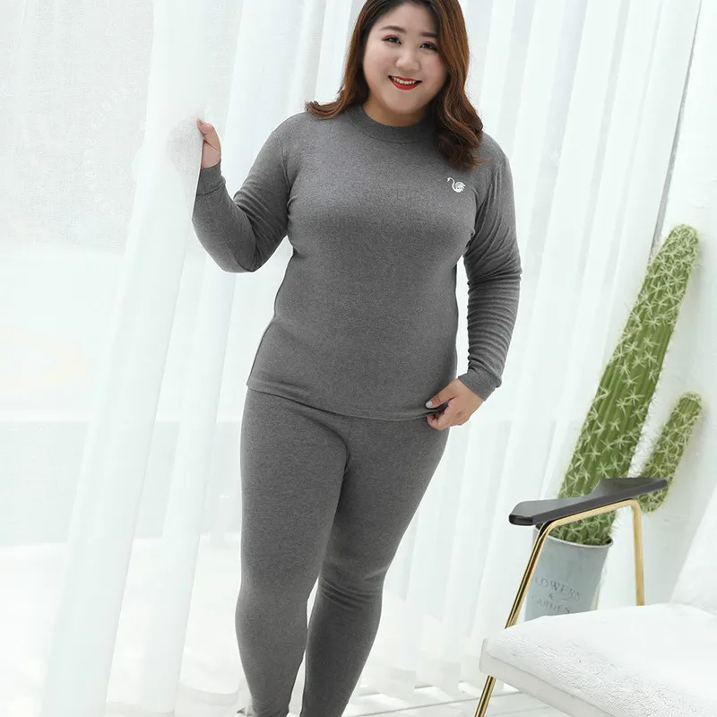 Uiecoe Plus Size Thermal Underwear For Women Cotton Long Johns Set ...